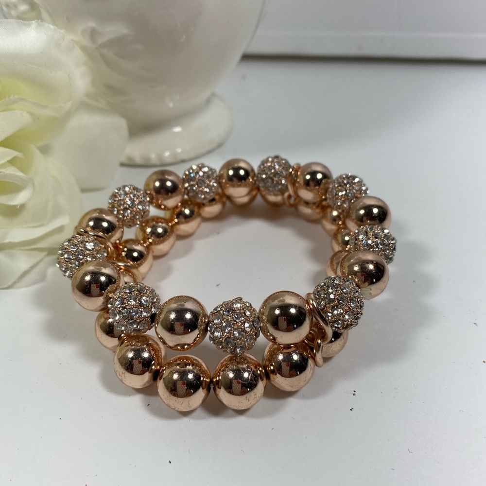 Beautiful double beaded rose gold bracelet - Picture 3 of 7